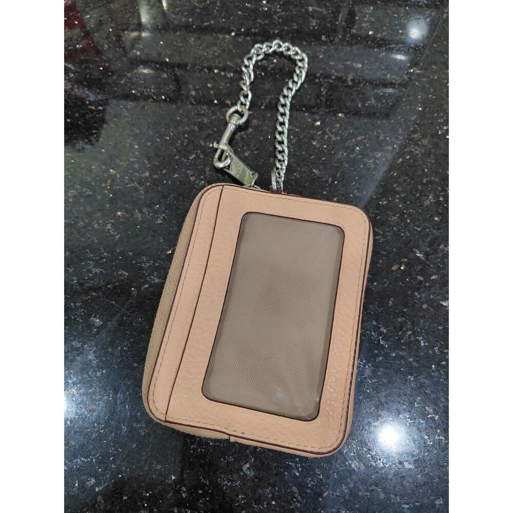 Coach 6303Zip Card Case With Chain Leather Faded Blush - Picture 2 of 10